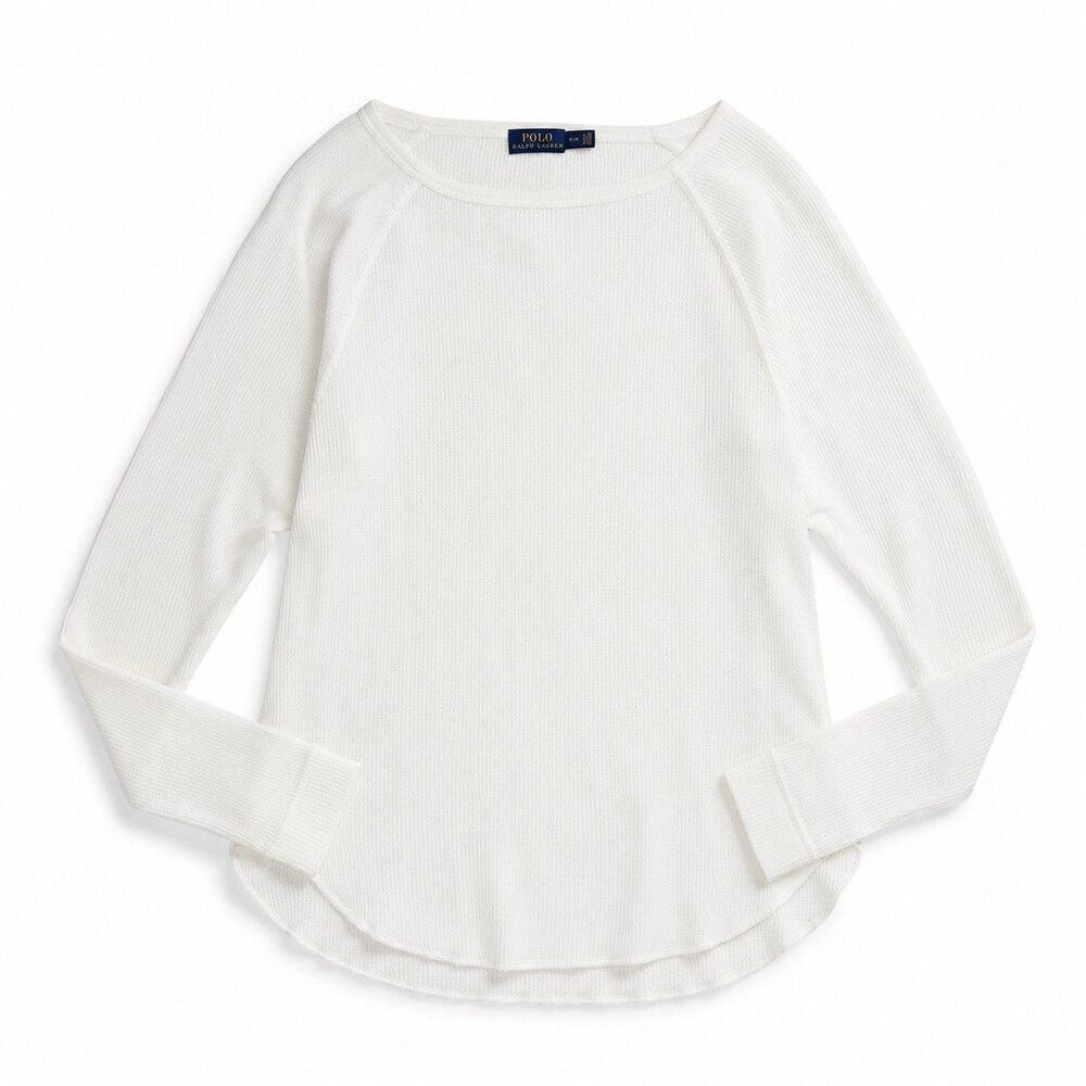 Polo Ralph Lauren White Waffle Knit Thermal Long Sleeve Top S/P